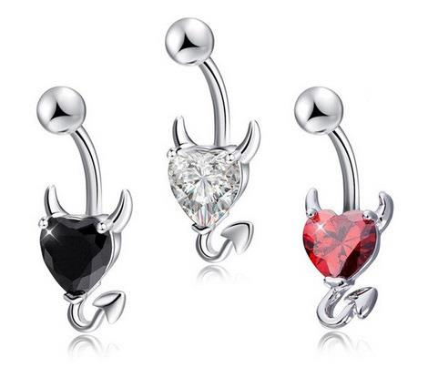 Heart devil Belly button ring white - KP-025