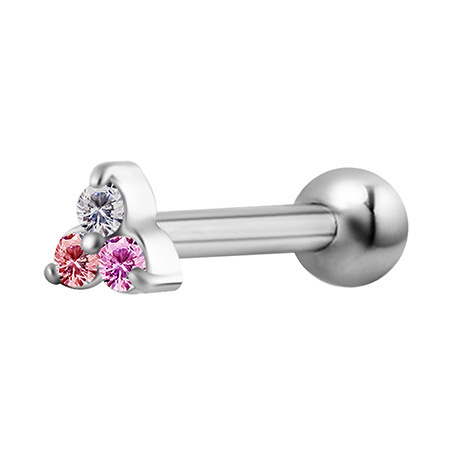 Cartilage earring with zircons - pink - CH-001