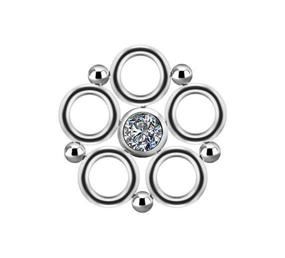 Tytanowy Charms - PREMIUM ZIRCON - srebrny - D-028