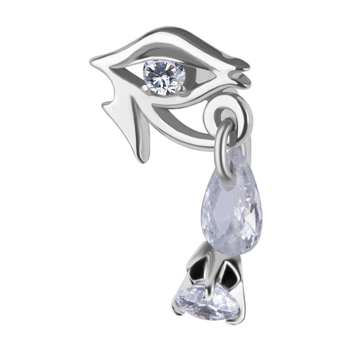 Belly button ring Eye with white zirconia stones - silver - KP-011