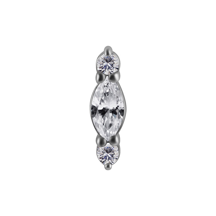 Attachment push in - with white zircons - CoCr NF - silver - PI-028