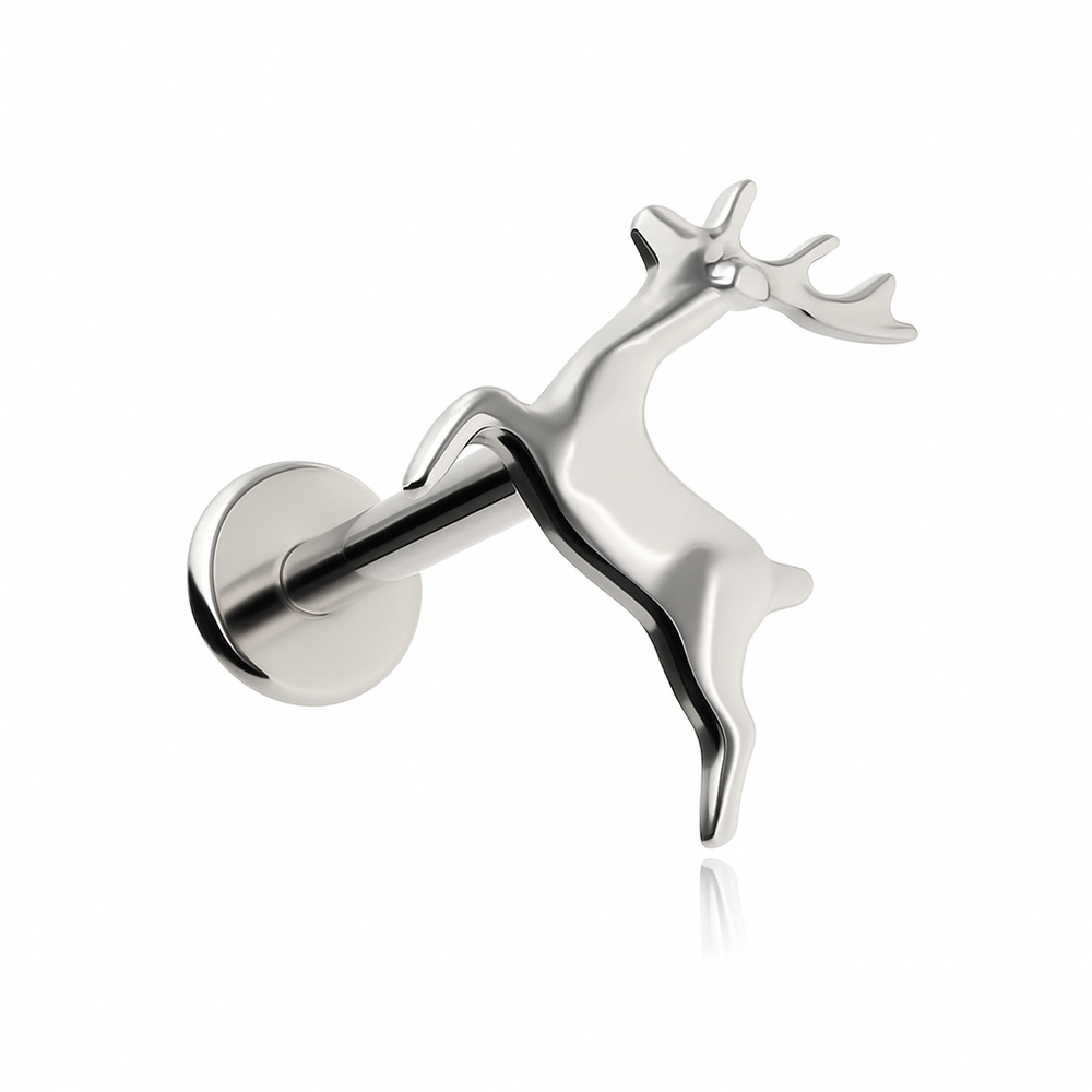 Titanium labret feather - silver