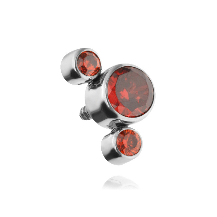 Titanium attachment with red and orange zircons - TNA-012