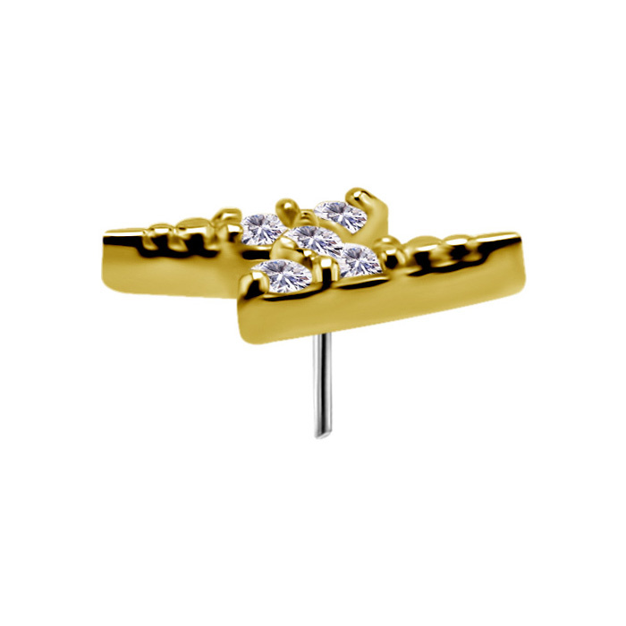 18K gold attachment for pins - white zirconia - GD18K-017