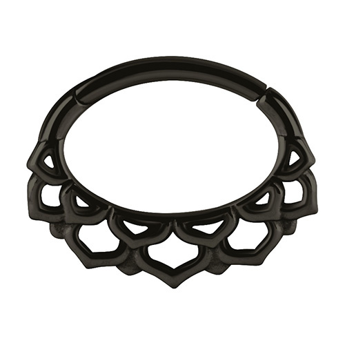 Black clicker ring - mandala - K-027