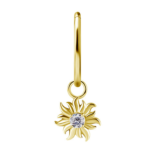 Charms - CoCr NF - sun - white PREMIUM ZIRCONIA - gold - D-054