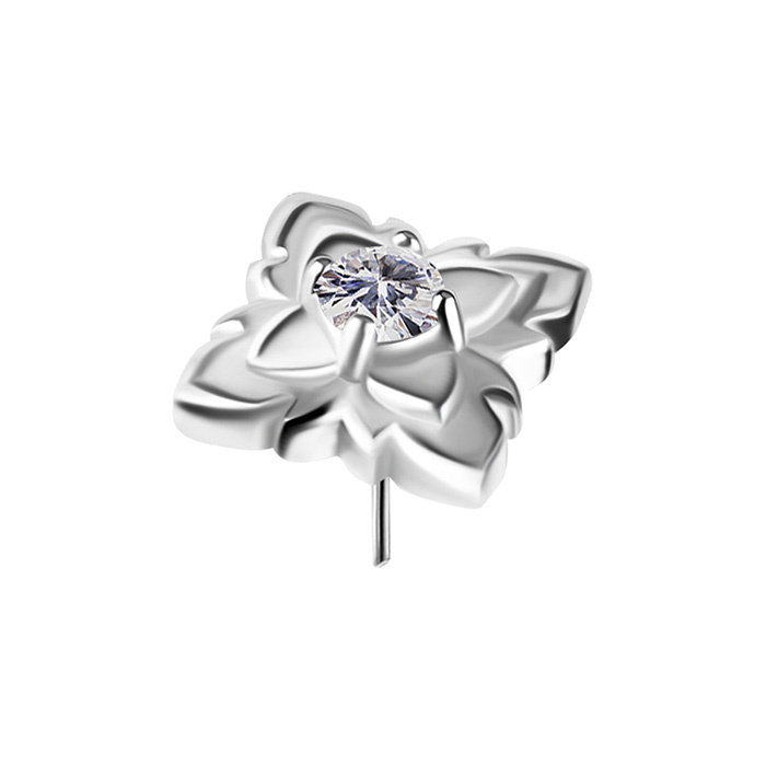 Attachment push in - flower with white zirconia - CoCr NF - silver - PI-026