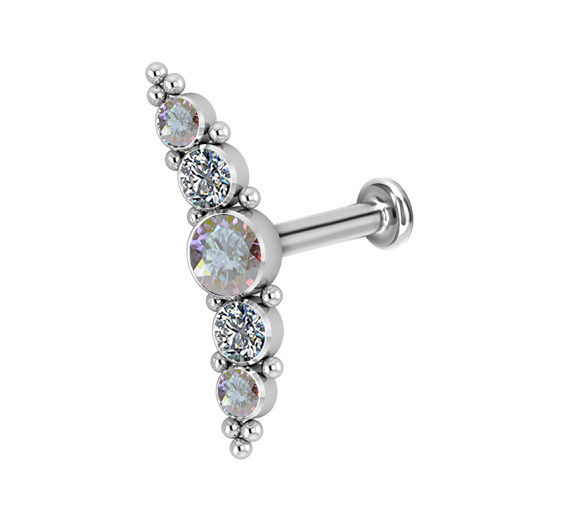 Titanium labret decorative cluster - Premium Zirconia - colored - TGW-068