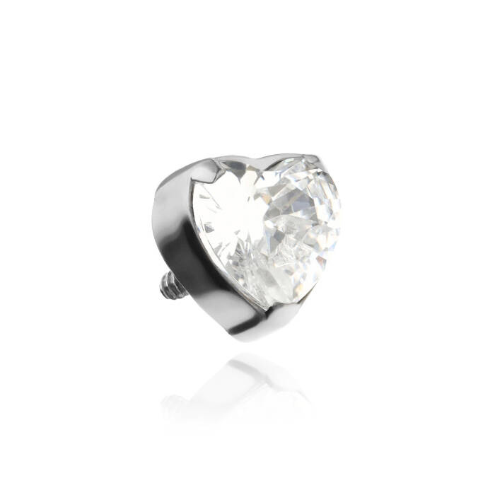 Titanium attachment heart with white zirconia - sterling silver - TNA-123