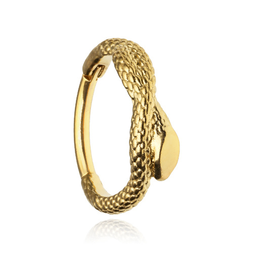 Gold snake clicker hoop ring - K-058