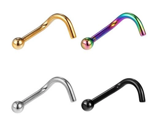 Black titanium nose stud - TN-001