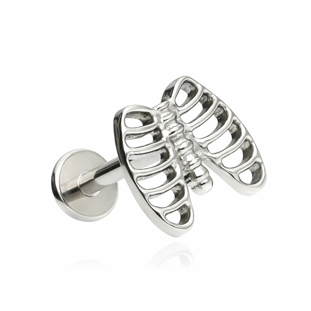 Titanium labret ribs - silver