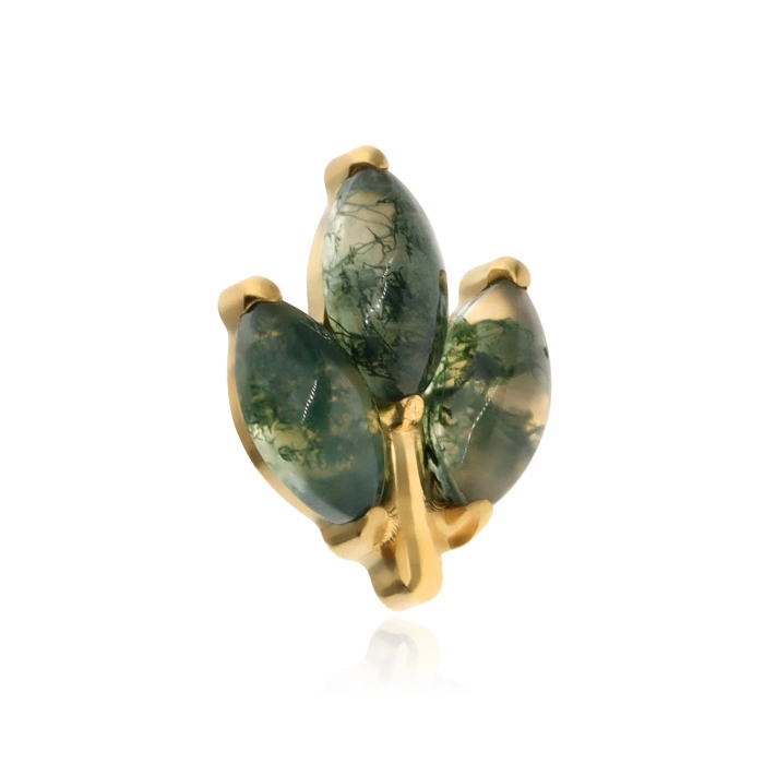 Titanium attachment with mossy agate - gold - TNA-101