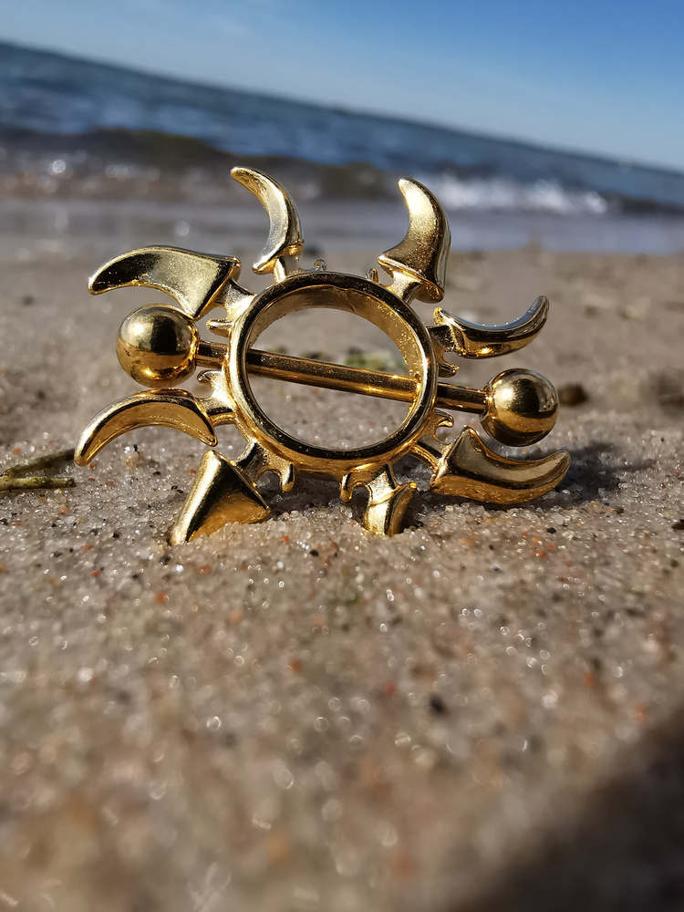 Nipple Piercing - Sun - Gold - S-003