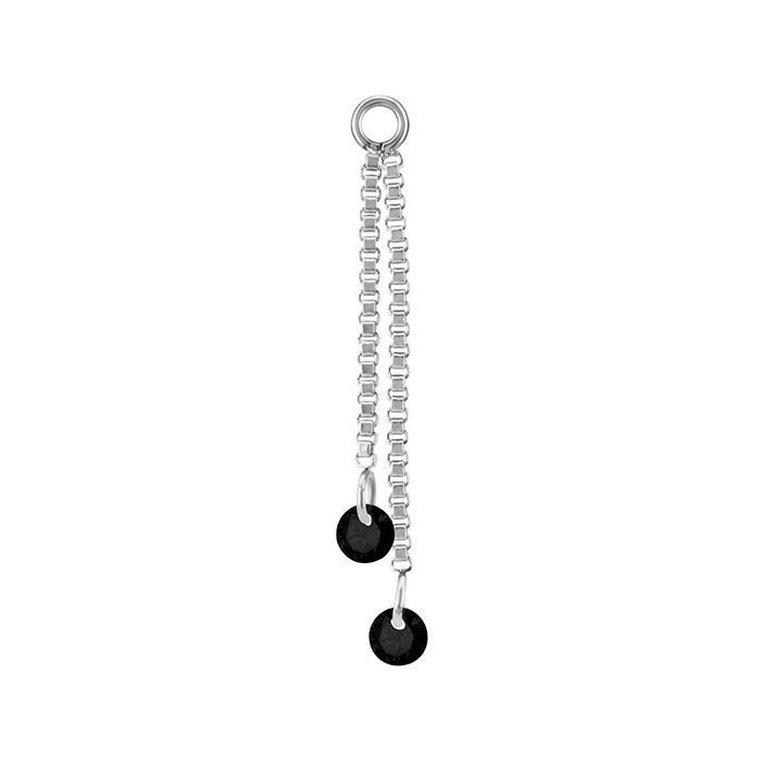 Charms chain with black zircons - silver - D-071