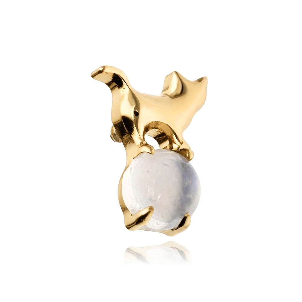 Titanium attachment - Bow with white cubic zirconia - silver - TNA-258