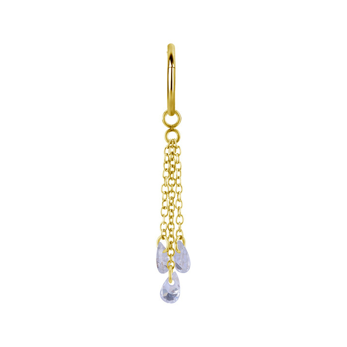 Charms chain with white zircons - gold - D-073