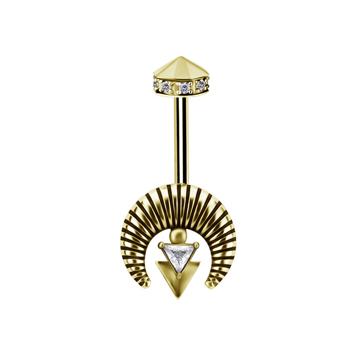 Vertical helix earring with white zirconia - CoCr NF - gold - LGW-054