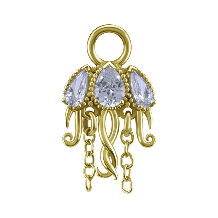 Charms - CoCr NF - openwork with white zircons - gold - D-087