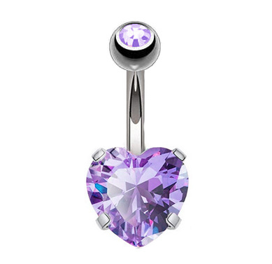 Belly button ring - purple heart - KP-036