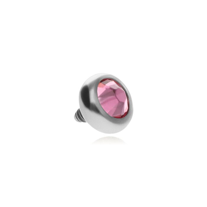 Titanium attachment with premium pink crystal - silver - TNA-041