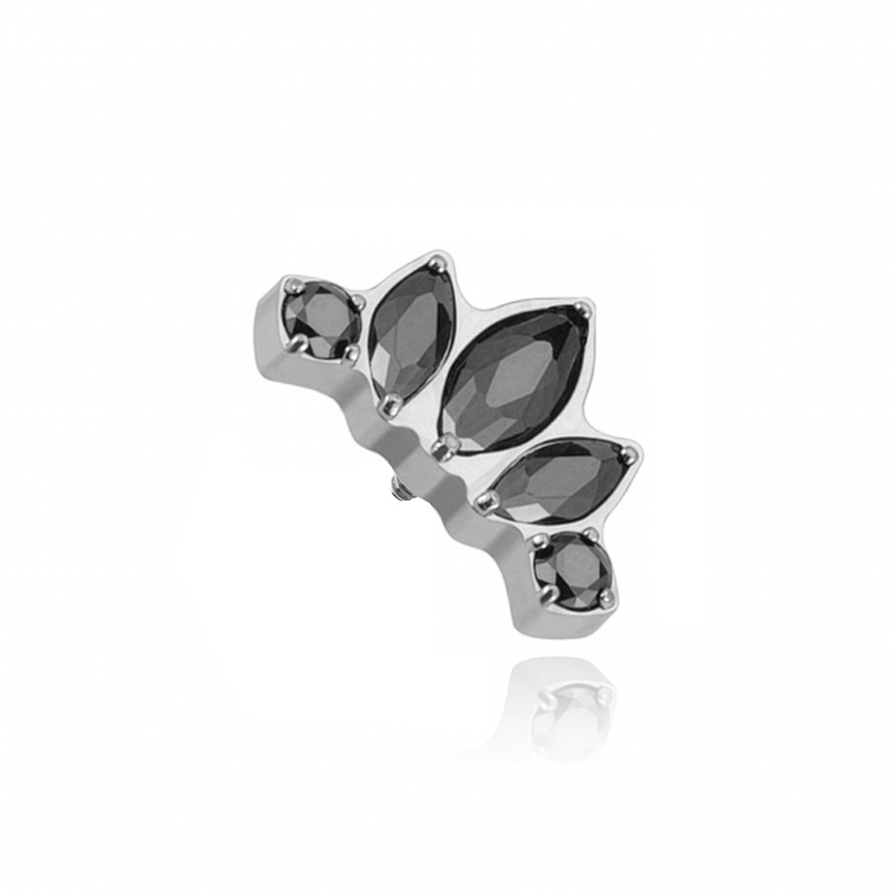 Titanium attachment with black cubic zirconias silver- TNA-088