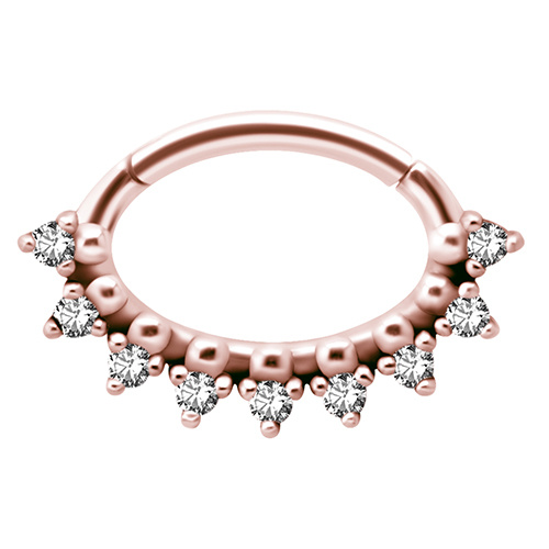 Rose gold clicker ring with white premium Zirconia - K-047