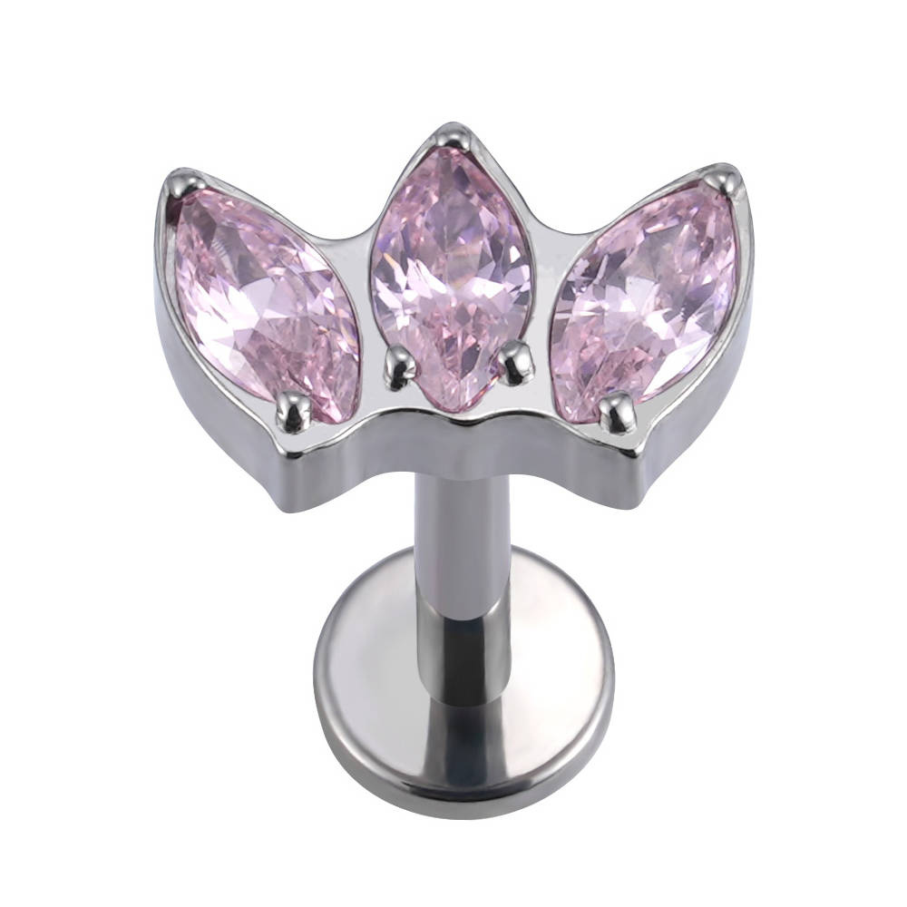 Titanium labret decorative - pink zirconia - TGW-081