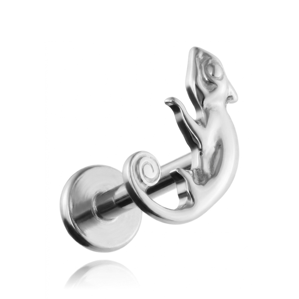 Titanium labret chameleon - silver