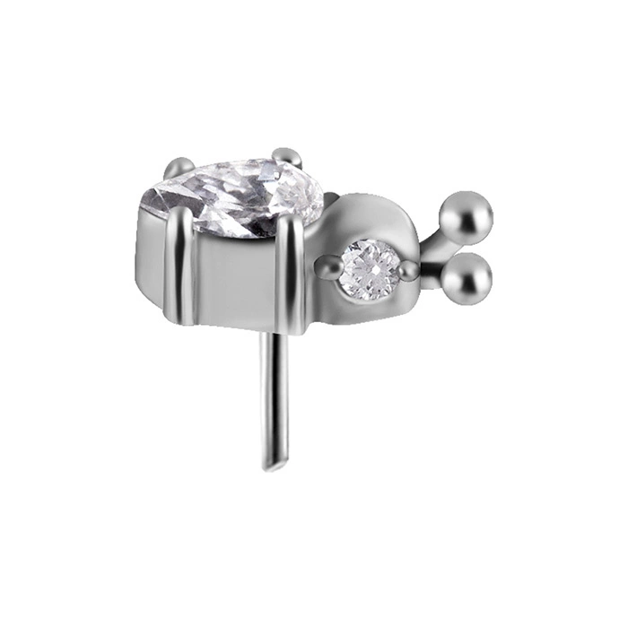 Attachment push in - beetle with white zirconia - CoCr NF - silver - PI-004