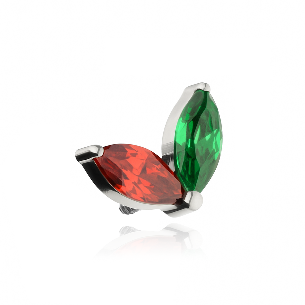Titanium attachment with green and red zirconia - silver - TNA-104