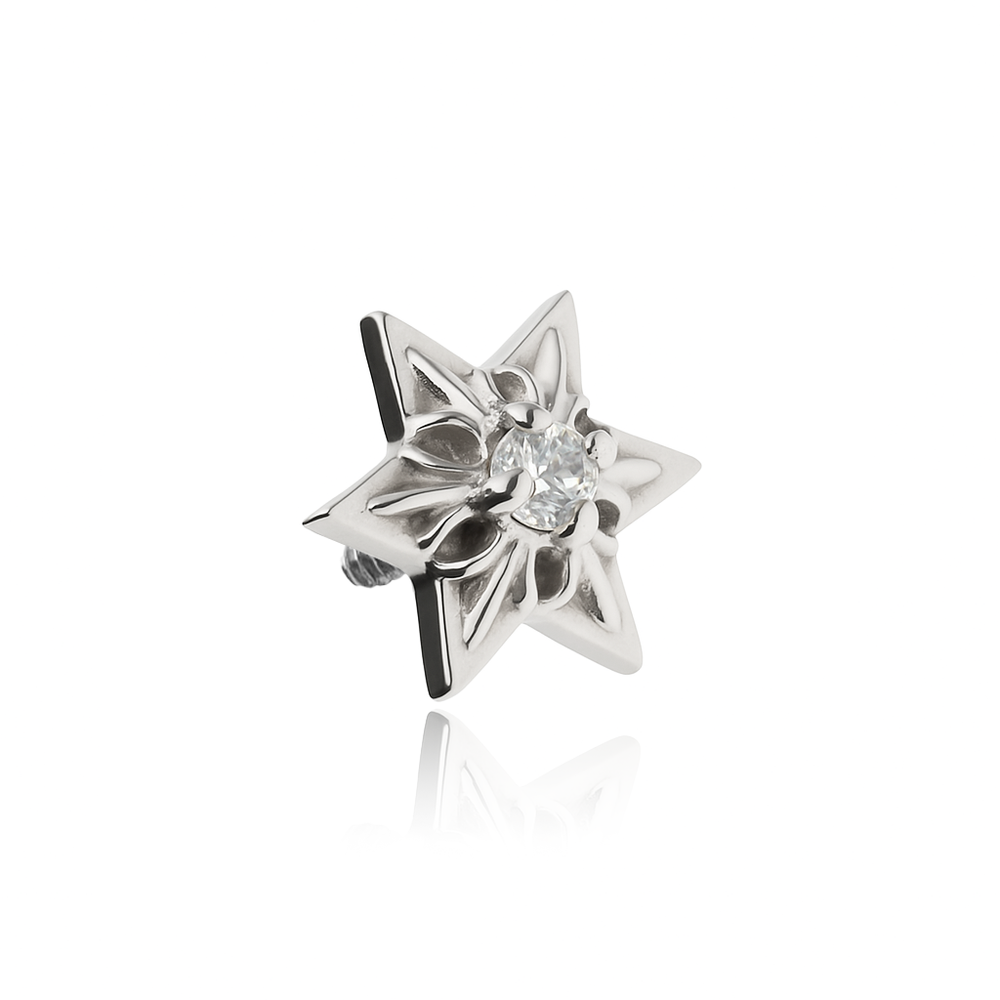 Titanium attachment star with white zirconia - silver - TNA-219
