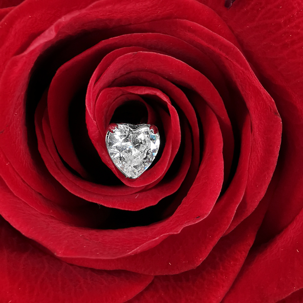 Titanium attachment heart with white zirconia - sterling silver - TNA-123