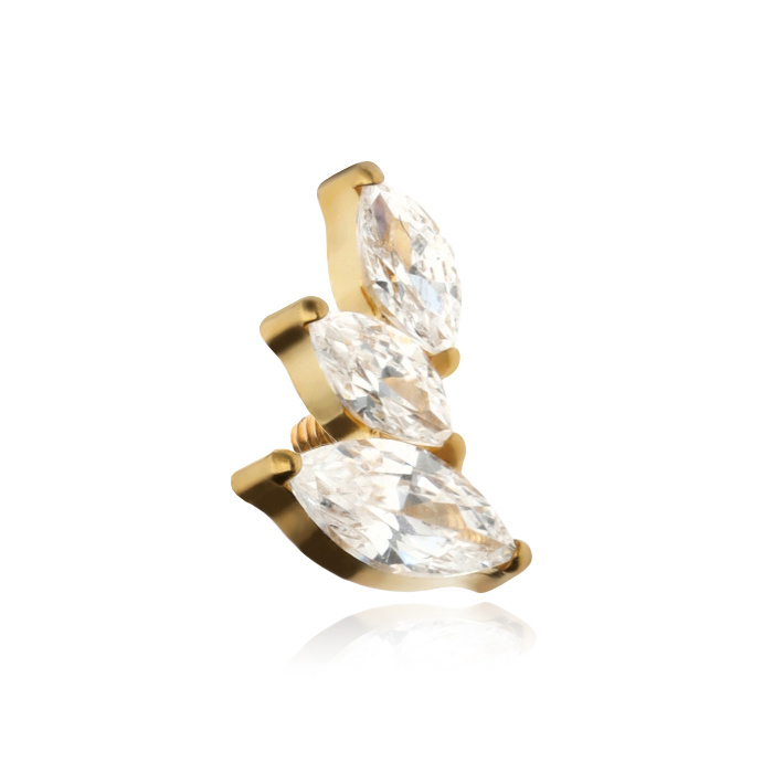 Titanium attachment with white zircons right - gold - TNA-134