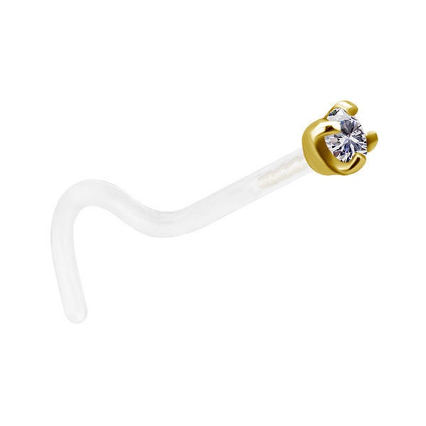 Gold 18K Premium Zirconia nose stud with white zirconia - GD18K-003