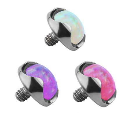 Titanium attachment for pins with purple opal - TNA-024