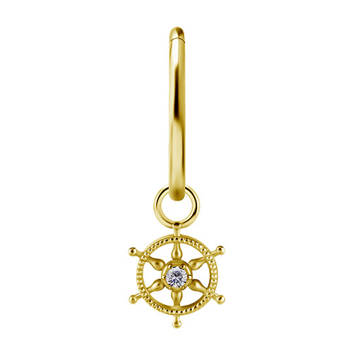 Charms - CoCr NF - gold rudder - PREMIUM ZIRCONIA - D-039