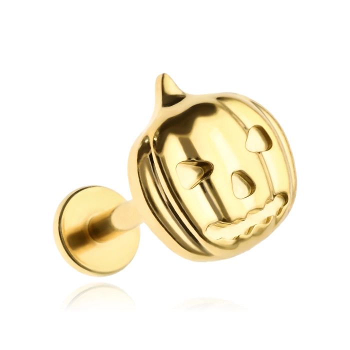 Tytanowy kolczyk labret dynia - złoty - TGW-157