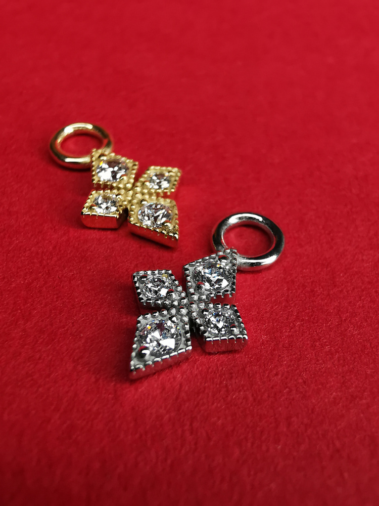 Charms - CoCr NF - openwork with white zircons - silver - D-086