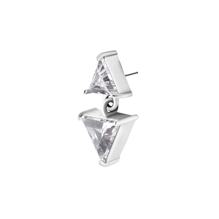 Attachment push in - triangles with white zircons - CoCr NF - silver - PI-025