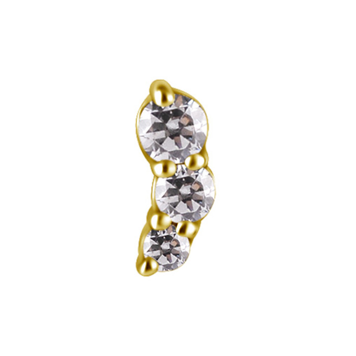Nose screw 18K gold with white zirconia - left - GD18K-067