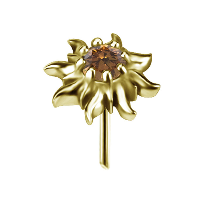 Attachment push in - sun with champagne zirconia - gold - PI-063