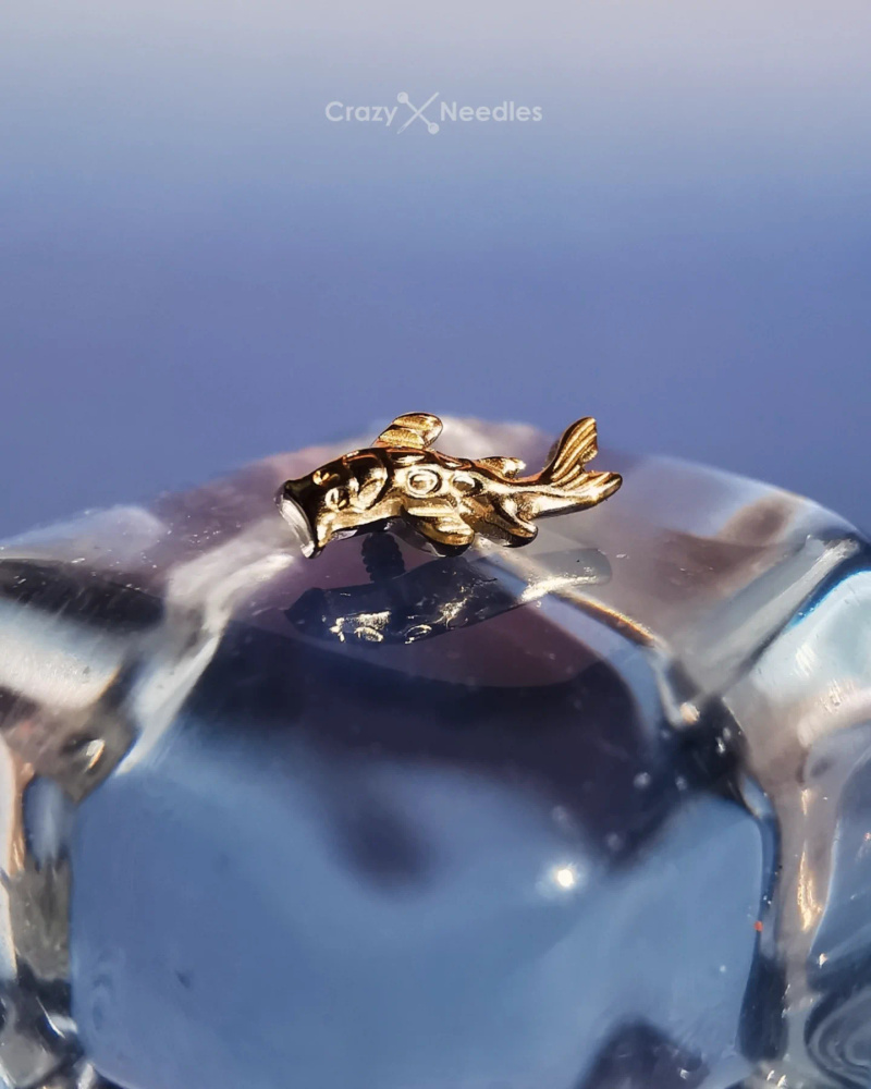 Titanium attachment koi fish - gold - TNA-190