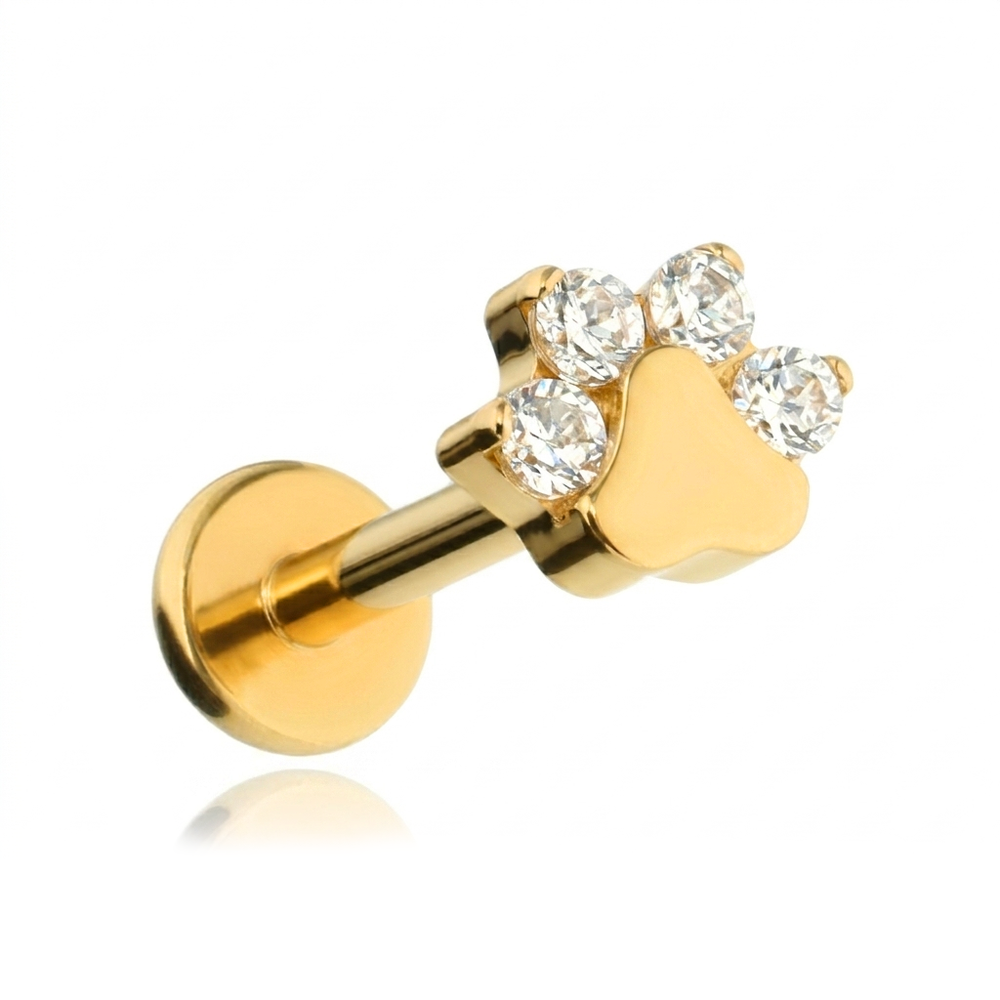 Titanium labret pawpaw with white zircons - sterling silver