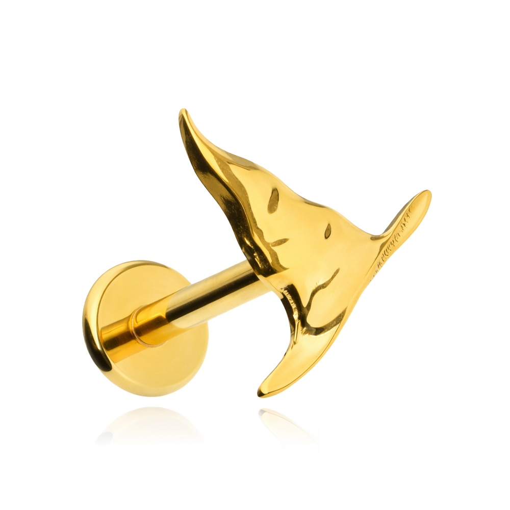Titanium labret witch's hat - gold