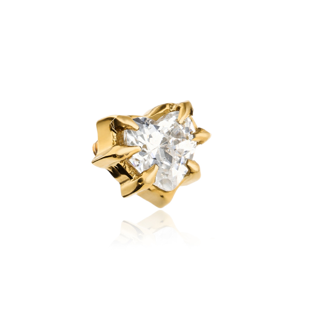 Titanium attachment - Bow with white cubic zirconia - silver - TNA-258
