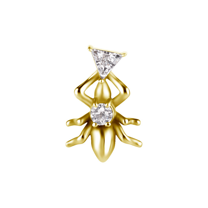 Attachment push in - beetle with white zirconia - CoCr NF - gold - PI-017