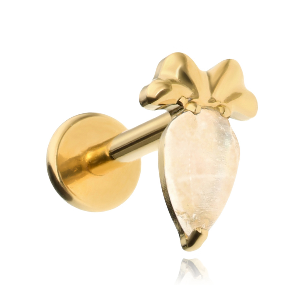 Titanium labret carrot - moonstone - gold