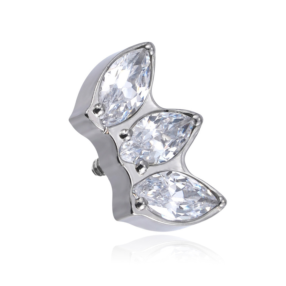 Titanium attachment with white zircons - sterling silver - TNA-081