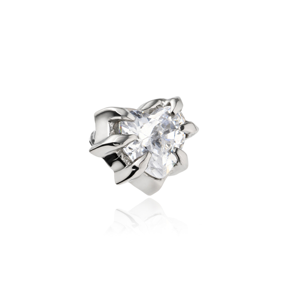 Titanium attachment - Bow with white cubic zirconia - silver - TNA-258